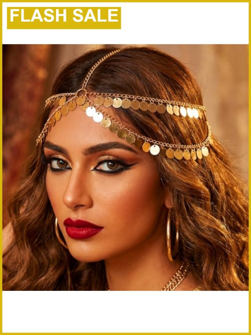 Sequin Head Chain Layered Egyptian Headpiece Festival Headband for Women